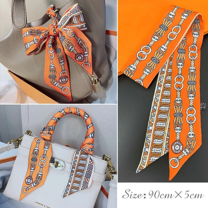 Women Fashion Necktie - ผ้าพันคอไหมเนื้อบางสำหรับผู้หญิง ผ้าคาดผม ผ้าพันคอ ผ้าคลุมผม ผ้าพันข้อมือ ผ้าพันคอคล้องคอ