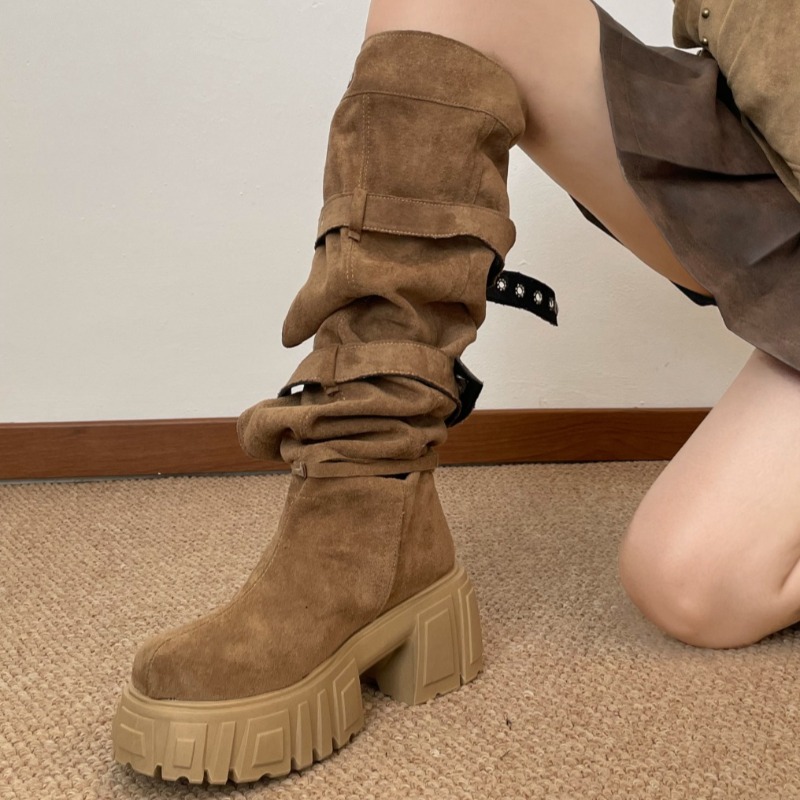 รองเท้าบูทผู้หญิงสไตล์พังก์แฟช - Women'S Fashion Knee High Boots บทวิจารณ์และราคา