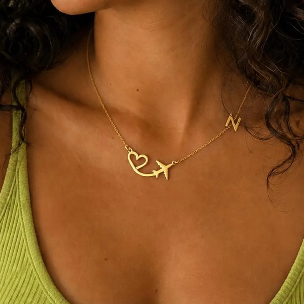 สร้อยคอจี้รูปเครื่องบินรูปหัวใ - Women Fashion Names บทวิจารณ์และราคา