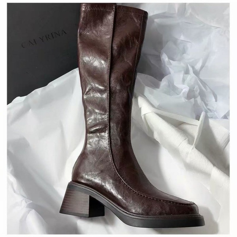 รองเท้าบูทหัวมนพื้นหนาสำหรับผู - Women'S Fashion Knee High Boots บทวิจารณ์และราคา
