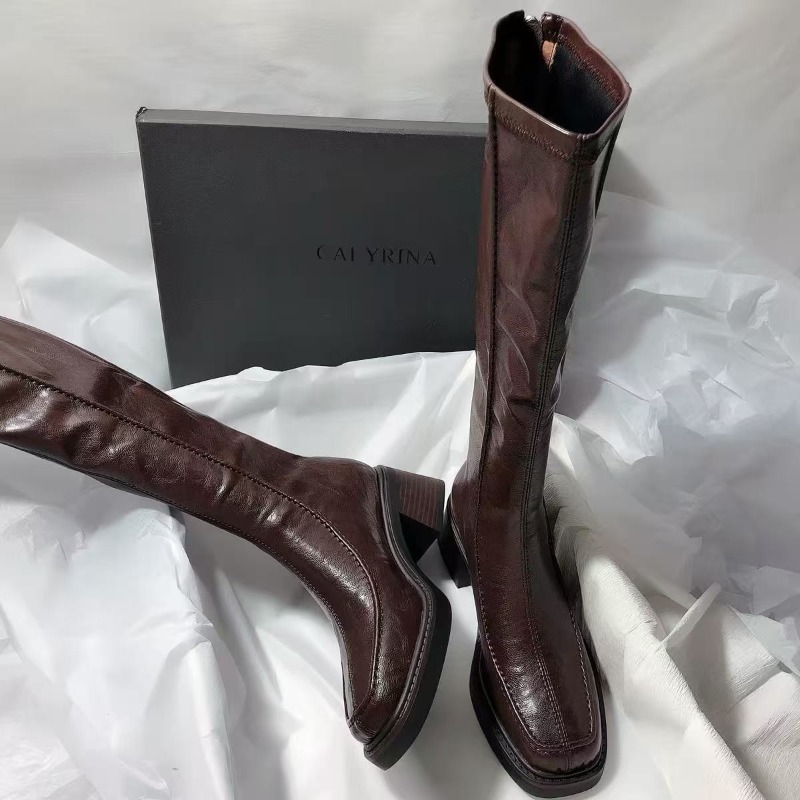 รองเท้าบูทหัวมนพื้นหนาสำหรับผู - Women'S Fashion Knee High Boots บทวิจารณ์และราคา